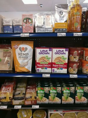 dry goods shelves  at San Diego Vegan Market in San Diego