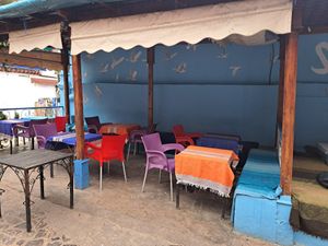 Lots of outdoor seating at Sofia in Chefchaouen