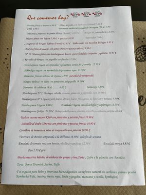 Menú (todo lo verde es vegan) at Restaurante Goikar in Bilbao