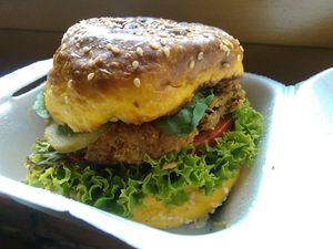 Crazy delicious vegan burger! at Mihiderka - Józefa in Krakow