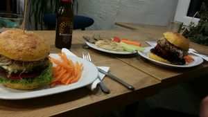 classic burger & hummus at Mihiderka - Józefa in Krakow