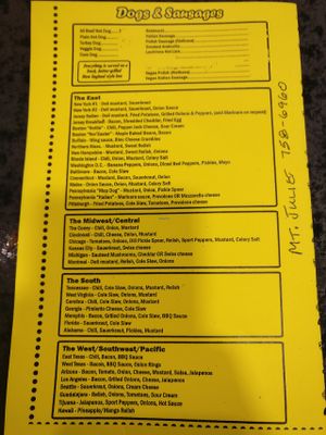 Full menu of dog options at Cori's DogHouse in Mt Juliet