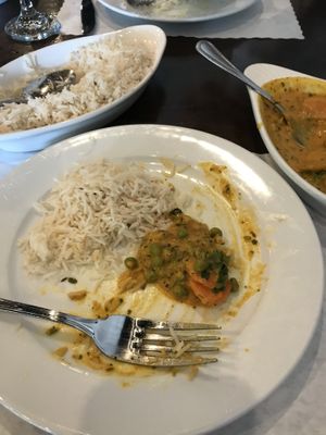 Vegetable Jalfrezie and basmati rice at Zeera  at Zeera in Fuquay Varina