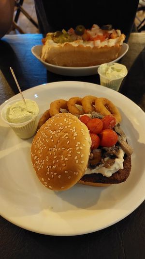Burger and hot dog at Cidadao do Mundo in Curitiba
