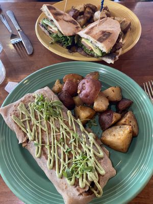 Torta and Pollo Crepe  at The Grain Cafe in Long Beach
