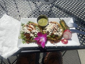 Los Sopes ALL Vegan and Super Tasty! 😋   at The Grain Cafe in Long Beach