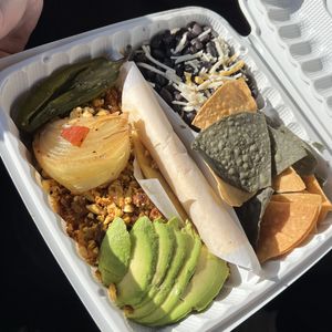 huevos con chorizo breakfastt  at The Grain Cafe in Long Beach