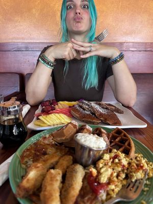 Waffle deluxe at The Grain Cafe in Long Beach