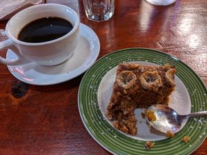 Banana bread and coffee. Muy deliciously! at The Grain Cafe in Long Beach