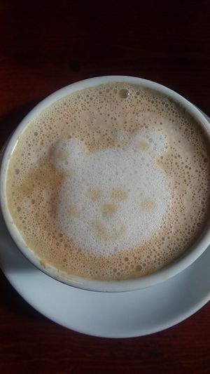 Adorable latte art at The Grain Cafe in Long Beach