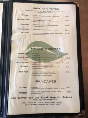 menu at The Grain Cafe in Long Beach