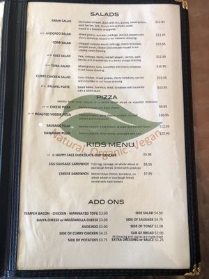 menu at The Grain Cafe in Long Beach