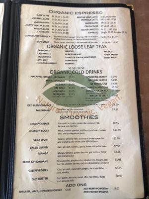 menu at The Grain Cafe in Long Beach