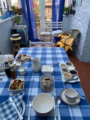 First stage of Breakfast  at Bleujennow in Penzance