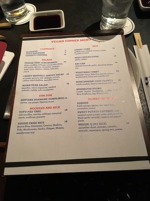 Slightly better pic of vegan menu at Sunda in Chicago