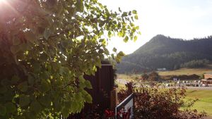 The view of one of the 7 Sisters from Woolly's Grill and Cellar in Hot Springs, SD at Woolly's Grill and Cellar in Hot Springs