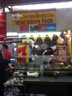 Vegetarian food stall at Soi Naradhiwas Rajanagarindra - Vegetarian Food Stall in Bangkok