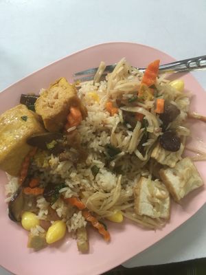 all together 40 baht super tasty and good portion. get there early  at Soi Naradhiwas Rajanagarindra - Vegetarian Food Stall in Bangkok