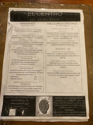 Menu  at El Centro in Kota Kinabalu