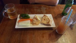 Hummus with veggies and bread at El Centro in Kota Kinabalu