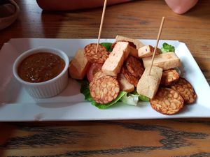 Vegan peanut satay at El Centro in Kota Kinabalu