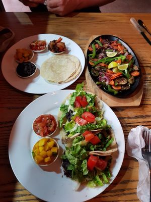 Vegan veg tacos and vegan fajitas at El Centro in Kota Kinabalu