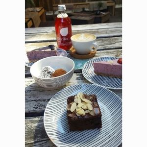 vegan brownie, cheesecake and blissballs  at Koffiebar Sowieso in Breda