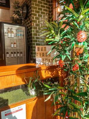 Outside the shop at Yao Pressed Juicery in Lisbon