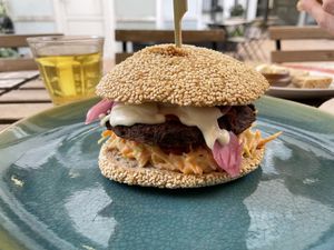 Burger   at Cafe Kosmos in Odense