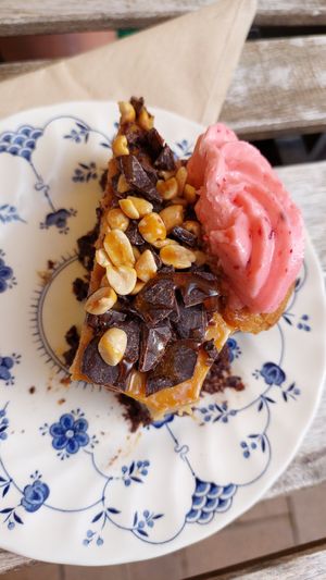 The dessert is delicious at Cafe Kosmos in Odense