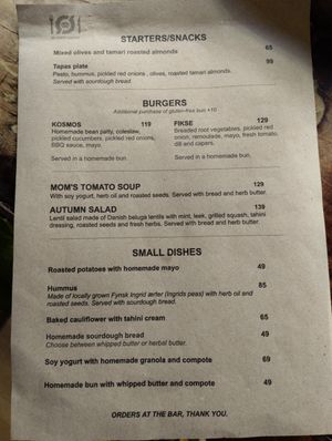Autumn menu at Cafe Kosmos in Odense
