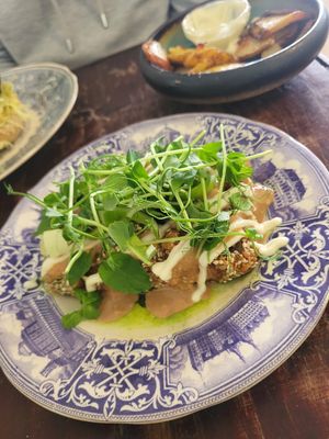 Tofu with penut butter sause at Cafe Kosmos in Odense