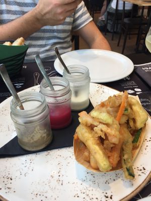 Vegan tempura app at NaturaSi Bistrot in Treviso