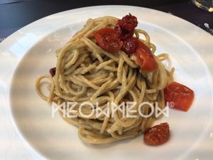 Pasta with avocado cream sauce and sundries tomato  at NaturaSi Bistrot in Treviso
