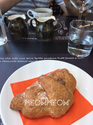 Chocolate croissant for dessert at NaturaSi Bistrot in Treviso