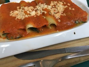 Canalones de espinaca. One of my favorites. YUM at El Vegano in Guadalajara