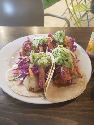 Cauliflower tacos, soooooo delicious at El Vegano in Guadalajara