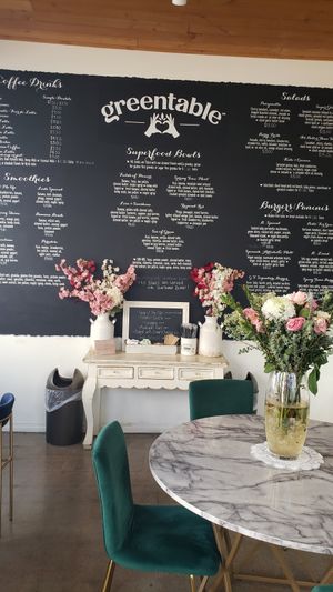Wall menu at Green Table Cafe in Los Angeles
