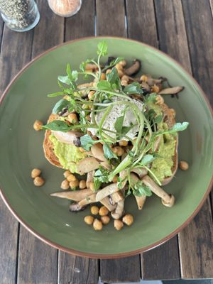 Mushroom avocado on sourdough with cashew cheese  at Enso Cafe in Phnom Penh