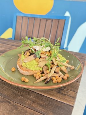 Mushroom avocado on sourdough with cashew cheese  at Enso Cafe in Phnom Penh