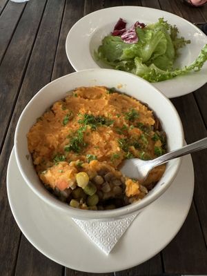 Shepherdless pie - can ask for no breadcrumbs if GF  at Enso Cafe in Phnom Penh