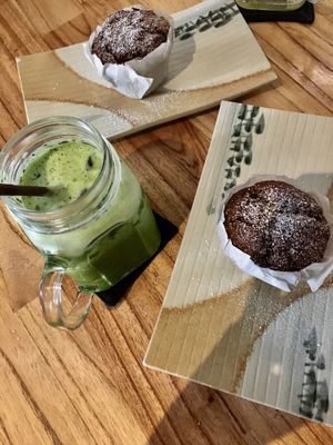 Vegan muffin and detox juice  at Enso Cafe in Phnom Penh
