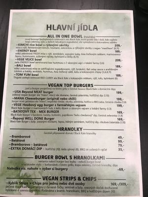 New menu  at Black Kale in Ostrava