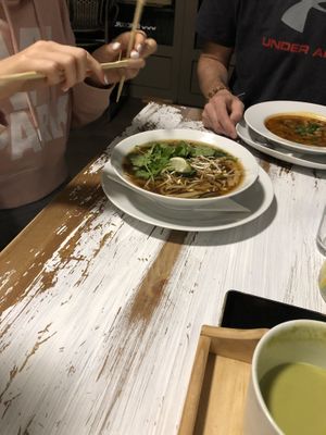 Vietnamese vegan pho and mushroom soup at Black Kale in Ostrava