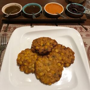 corn fritters at Burma Burma in Gurgaon