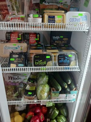 Tofu,  cheeses, sprouts, vegetables at Ceres Herbolario in Sotillo De La Adrada