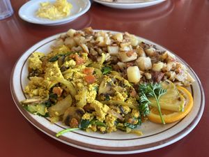 Tofu scramble with home fries   at Hobee's in Sunnyvale