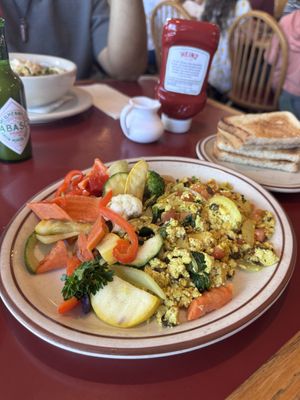Tofu scramble with side of veggies and dry toast! Super yummy   at Hobee's in Sunnyvale