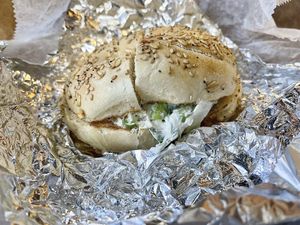 Would you call this and everything bagel? I don’t think so.￼ at Pick A Bagel in New York City