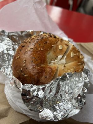 everything bagel w/t tofu cream cheese  at Pick A Bagel in New York City